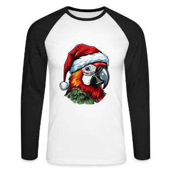 Parrot Christmas Portrait - Unisex Long Sleeve Baseball T-Shirt - white/black - Front - Nik (191cm)