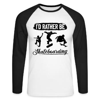 Skateboard Skateboarder - Je préfère être Skateboard - T-shirt baseball manches longues Homme - blanc/noir - Devant - Nik (191cm)