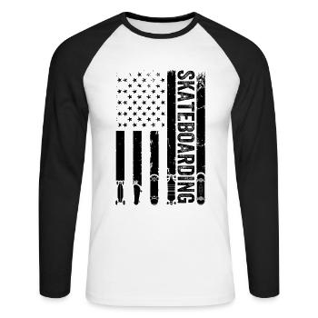 Skatepark Skateboarding US Flag - Unisex Long Sleeve Baseball T-Shirt - white/black - Front - Nik (191cm)