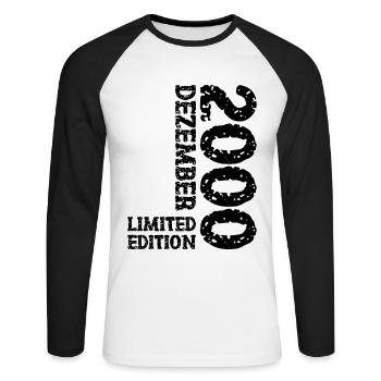 2000 décembre édition limitée 23e anniversaire décoration - T-shirt baseball manches longues Homme - blanc/noir - Devant - Nik (191cm)