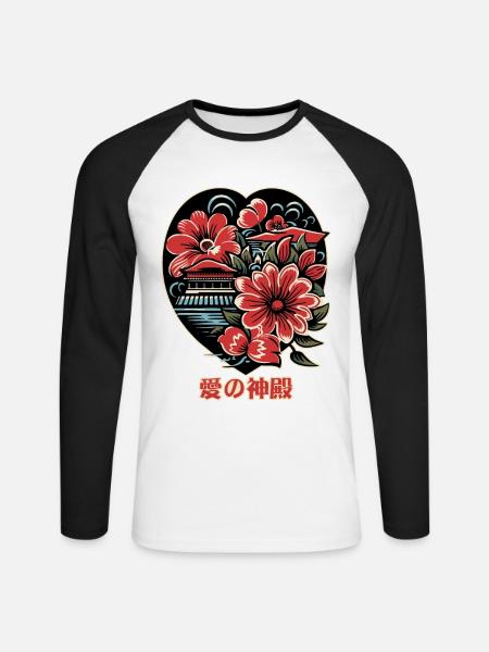 Der Tempel der Liebe - Unisex Baseballshirt langarm - Weiß/Schwarz