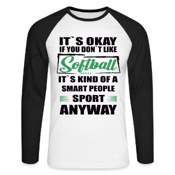 Ce n’est pas grave si vous n’aimez pas le softball - T-shirt baseball manches longues Homme - blanc/noir - Devant - Nik (191cm)