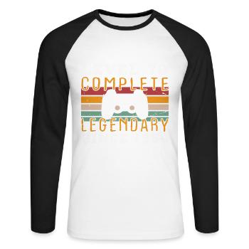 Niveau 70 Complete 1954, Cadeau D'anniversaire - T-shirt baseball manches longues Homme - blanc/noir - Devant - Nik (191cm)