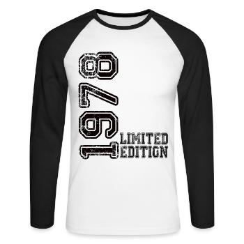 Limited Edition 1978 - Unisex Long Sleeve Baseball T-Shirt - white/black - Front - Nik (191cm)