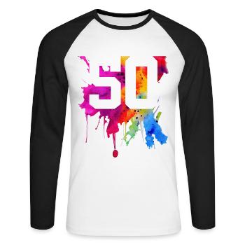 50 YEARS 50TH BIRTHDAY - Unisex Long Sleeve Baseball T-Shirt - white/black - Front - Nik (191cm)