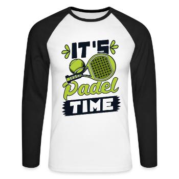 It's Padel Time Paddle Tennis Paddleball - Unisex Long Sleeve Baseball T-Shirt - white/black - Front - Nik (191cm)