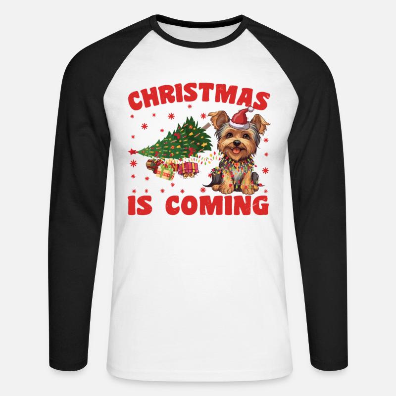 Christmas Is Coming Dog Version - Unisex Baseballshirt langarm - Weiß/Schwarz