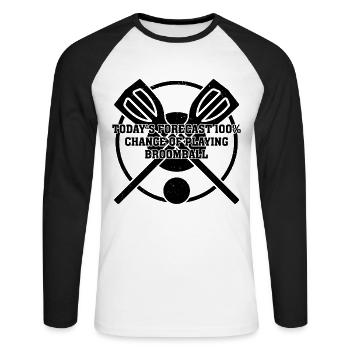 Today's Forecast 100% Chance Of Playing Broomball - Unisex Baseballshirt langarm - Weiß/Schwarz - Vorne - Nik (191cm)
