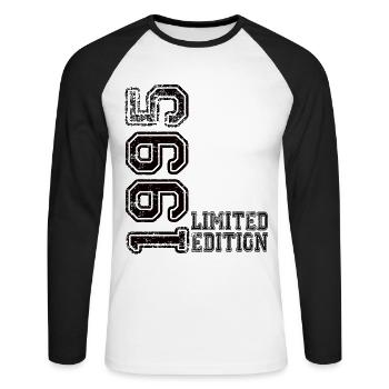 Édition limitée 1995 - T-shirt baseball manches longues Homme - blanc/noir - Devant - Nik (191cm)