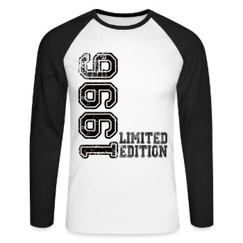 Édition limitée 1996 - T-shirt baseball manches longues Homme - blanc/noir - Devant - Nik (191cm)