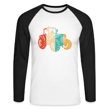 Retro Farmer Agriculture Organic Farmer Agricultural Economist - Unisex Long Sleeve Baseball T-Shirt - white/black - Front - Nik (191cm)