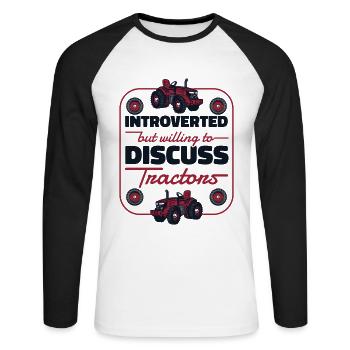 Introverti mais disposé à discuter des tracteurs Bauer - T-shirt baseball manches longues Homme - blanc/noir - Devant - Nik (191cm)