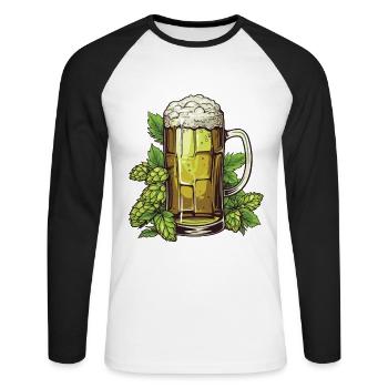 Verre à bière Houblon Bière - T-shirt baseball manches longues Homme - blanc/noir - Devant - Nik (191cm)