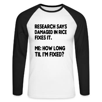 Drôle Bureau Humour Drôle Dictons Humour Chef Cuisinier - T-shirt baseball manches longues Homme - blanc/noir - Devant - Nik (191cm)