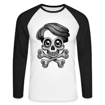 Femme Rock: Einzigartiges, süßes Hardrock-Shirt! - Unisex Baseballshirt langarm - Weiß/Schwarz - Vorne - Nik (191cm)