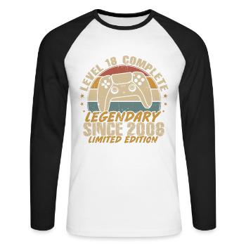 Level 18 Complete Legendary since 2006 - Unisex Long Sleeve Baseball T-Shirt - white/black - Front - Nik (191cm)