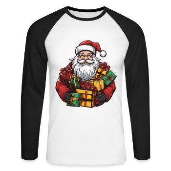Santa Claus Christmas - Unisex Long Sleeve Baseball T-Shirt - white/black - Front - Nik (191cm)