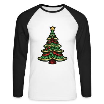 Arbre de Noël Noël - T-shirt baseball manches longues Homme - blanc/noir - Devant - Nik (191cm)