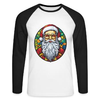 Santa Claus Colorful Santa Christmas - Unisex Long Sleeve Baseball T-Shirt - white/black - Front - Nik (191cm)