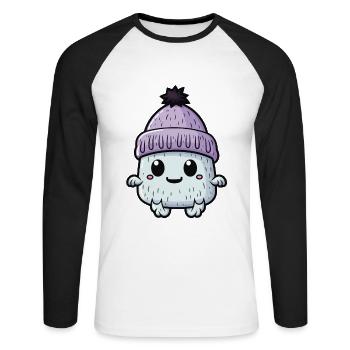 Eskimo Erkältung Winter Kreatur - Unisex Baseballshirt langarm - Weiß/Schwarz - Vorne - Nik (191cm)