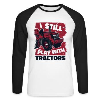 Je joue toujours avec des tracteurs Agriculteur biologique Agriculteur Agriculteur - T-shirt baseball manches longues Homme - blanc/noir - Devant - Nik (191cm)