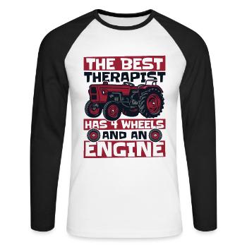 The Best Therapist Has 4 Wheels Bauer Biobauer - Unisex Long Sleeve Baseball T-Shirt - white/black - Front - Nik (191cm)