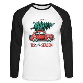 Tis the Season - Funny Holidays Funny Christmas - Unisex Long Sleeve Baseball T-Shirt - white/black - Front - Nik (191cm)
