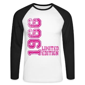 Limited Edition 1966 - Unisex Baseballshirt langarm - Weiß/Schwarz - Vorne - Nik (191cm)