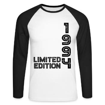 30ème anniversaire 1994 millésime - T-shirt baseball manches longues Homme - blanc/noir - Devant - Nik (191cm)