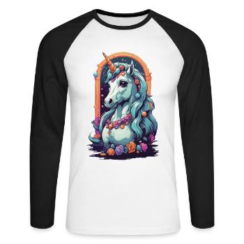 Magical Unicorn Pastel Fantasy Design - Unisex Long Sleeve Baseball T-Shirt - white/black - Front - Nik (191cm)