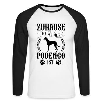 Podenco ist mein Zuhause spanischer Windhund - Unisex Baseballshirt langarm - Weiß/Schwarz - Vorne - Nik (191cm)