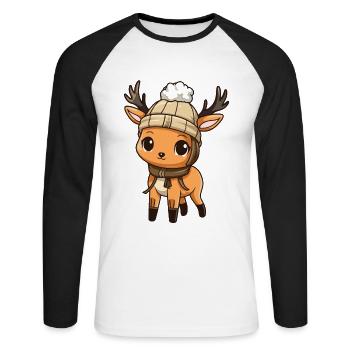 Reh Geweih Tier Baby Comic Winter - Unisex Baseballshirt langarm - Weiß/Schwarz - Vorne - Nik (191cm)