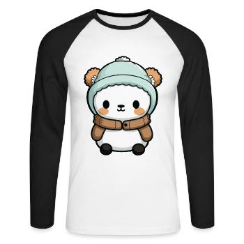 Polar Bear Polar Bear Animal Baby Comic Winter - Unisex Long Sleeve Baseball T-Shirt - white/black - Front - Nik (191cm)