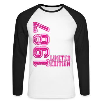 Édition limitée 1987 - T-shirt baseball manches longues Homme - blanc/noir - Devant - Nik (191cm)