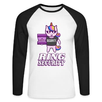 Ring Security Wedding - Unisex Baseballshirt langarm - Weiß/Schwarz - Vorne - Nik (191cm)
