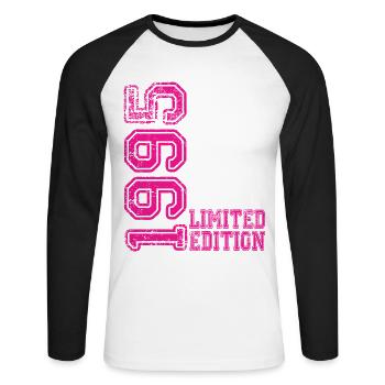 Édition limitée 1995 - T-shirt baseball manches longues Homme - blanc/noir - Devant - Nik (191cm)