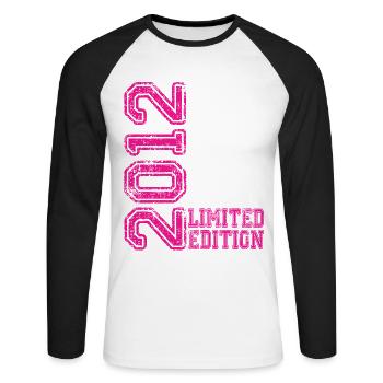 Limited Edition 2012 - Unisex Baseballshirt langarm - Weiß/Schwarz - Vorne - Nik (191cm)