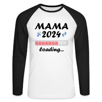 Mama 2024 Loading Schwangerschaft Bekanntgabe Baby - Unisex Baseballshirt langarm - Weiß/Schwarz - Vorne - Nik (191cm)
