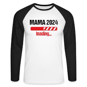 Mama 2024 Loading Schwangerschaft Bekanntgabe Baby - Unisex Baseballshirt langarm - Weiß/Schwarz - Vorne - Nik (191cm)
