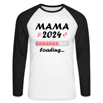Mama 2024 Loading Schwangerschaft Bekanntgabe Baby - Unisex Baseballshirt langarm - Weiß/Schwarz - Vorne - Nik (191cm)