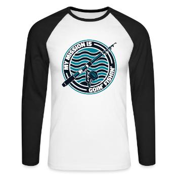 Ma mission est d’aller pêcher dans le pêcheur - T-shirt baseball manches longues Homme - blanc/noir - Devant - Nik (191cm)