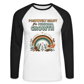 Positivité Arcs-en-ciel Mindfulness Amélioration de soi - T-shirt baseball manches longues Homme - blanc/noir - Devant - Nik (191cm)