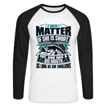 Tant qu’elle avale Spin Fisherman - T-shirt baseball manches longues Homme - blanc/noir - Devant - Nik (191cm)