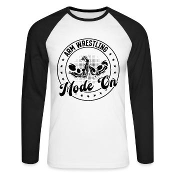 Arm Wrestling Mode On - Armwrestling Arm Wrestler - Unisex Baseballshirt langarm - Weiß/Schwarz - Vorne - Nik (191cm)