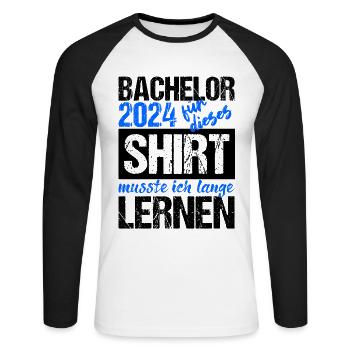 Bachelor 2024 Lange Genug Gelernt Lasst Uns Feiern - Unisex Baseballshirt langarm - Weiß/Schwarz - Vorne - Nik (191cm)