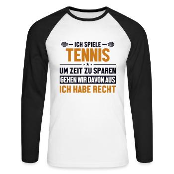 Tennis hat immer Recht Tennisspieler - Unisex Baseballshirt langarm - Weiß/Schwarz - Vorne - Nik (191cm)