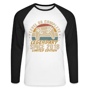 Niveau 6 complète légendaire depuis 2018 - T-shirt baseball manches longues Homme - blanc/noir - Devant - Nik (191cm)