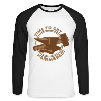 Metalsmith Time To Get Hammered Gift Idea - Unisex Long Sleeve Baseball T-Shirt - white/black - Front - Nik (191cm)