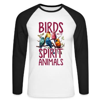 Observation des oiseaux drôle animaux oiseaux amateurs - T-shirt baseball manches longues Homme - blanc/noir - Devant - Nik (191cm)