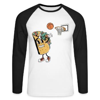 Taco Basketball Tacos Cuisine mexicaine - T-shirt baseball manches longues Homme - blanc/noir - Devant - Nik (191cm)